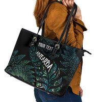 Aotearoa Personalized Lawn Bowls Maori Leather Tote Bag New Zealand Paua Shell Tribal Silver Fern LT7 - Polynesian Pride