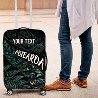 Aotearoa Personalized Lawn Bowls Maori Luggage Cover New Zealand Paua Shell Tribal Silver Fern - Polynesian Pride