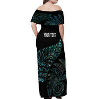Aotearoa Personalized Lawn Bowls Maori Off Shoulder Maxi Dress New Zealand Paua Shell Tribal Silver Fern LT7 - Polynesian Pride