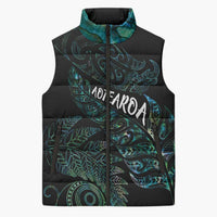 Aotearoa Personalized Lawn Bowls Maori Sleeveless Puffer Jacket New Zealand Paua Shell Tribal Silver Fern LT7 Unisex Green - Polynesian Pride