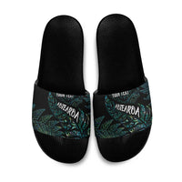 Aotearoa Personalized Lawn Bowls Maori Slide Sandals New Zealand Paua Shell Tribal Silver Fern LT7 Green - Polynesian Pride