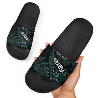 Aotearoa Personalized Lawn Bowls Maori Slide Sandals New Zealand Paua Shell Tribal Silver Fern LT7 - Polynesian Pride