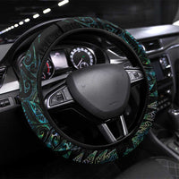 Aotearoa Lawn Bowls Maori Steering Wheel Cover New Zealand Paua Shell Tribal Silver Fern LT7 Universal Fit Green - Polynesian Pride