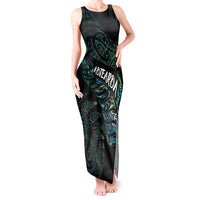 Aotearoa Personalized Lawn Bowls Maori Tank Maxi Dress New Zealand Paua Shell Tribal Silver Fern LT7 Women Green - Polynesian Pride