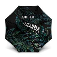 Aotearoa Personalized Lawn Bowls Maori Umbrella New Zealand Paua Shell Tribal Silver Fern LT7 One Size Folded 11.42 inch Opened Diameter 37.4 inch Green - Polynesian Pride