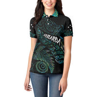 Aotearoa Personalized Lawn Bowls Maori Women Polo Shirt New Zealand Paua Shell Tribal Silver Fern - Polynesian Pride