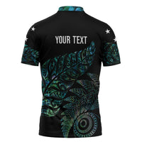 Aotearoa Personalized Lawn Bowls Maori Zipper Polo Shirt New Zealand Paua Shell Tribal Silver Fern LT7 - Polynesian Pride