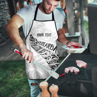 Aotearoa Personalized Lawn Bowls Maori Apron New Zealand White Tribal Silver Fern - Polynesian Pride
