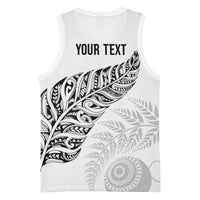 Aotearoa Personalized Lawn Bowls Maori Basketball Jersey New Zealand White Tribal Silver Fern LT7 - Polynesian Pride