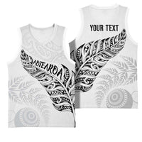 Aotearoa Personalized Lawn Bowls Maori Basketball Jersey New Zealand White Tribal Silver Fern LT7 - Polynesian Pride