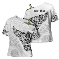 Aotearoa Personalized Lawn Bowls Maori Cross Shoulder Shirt New Zealand White Tribal Silver Fern LT7 - Polynesian Pride