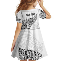 Aotearoa Personalized Lawn Bowls Maori Family Matching Off Shoulder Short Dress and Hawaiian Shirt New Zealand White Tribal Silver Fern LT7 - Polynesian Pride