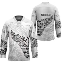 Aotearoa Personalized Lawn Bowls Maori Hockey Jersey New Zealand White Tribal Silver Fern LT7 - Polynesian Pride