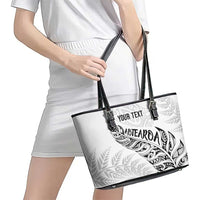 Aotearoa Personalized Lawn Bowls Maori Leather Tote Bag New Zealand White Tribal Silver Fern LT7 - Polynesian Pride