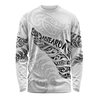 Aotearoa Personalized Lawn Bowls Maori Long Sleeve Shirt New Zealand White Tribal Silver Fern LT7 Unisex White - Polynesian Pride
