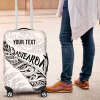 Aotearoa Personalized Lawn Bowls Maori Luggage Cover New Zealand White Tribal Silver Fern - Polynesian Pride