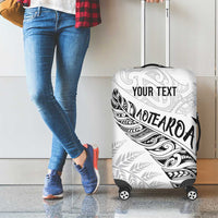 Aotearoa Personalized Lawn Bowls Maori Luggage Cover New Zealand White Tribal Silver Fern - Polynesian Pride