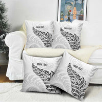 Aotearoa Personalized Lawn Bowls Maori Pillow Cover New Zealand White Tribal Silver Fern LT7 - Polynesian Pride