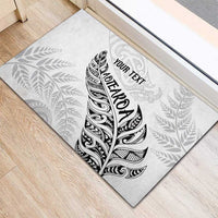 Aotearoa Personalized Lawn Bowls Maori Rubber Doormat New Zealand White Tribal Silver Fern LT7 - Polynesian Pride