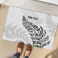 Aotearoa Personalized Lawn Bowls Maori Rubber Doormat New Zealand White Tribal Silver Fern LT7 - Polynesian Pride