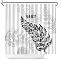 Aotearoa Personalized Lawn Bowls Maori Shower Curtain New Zealand White Tribal Silver Fern LT7 White - Polynesian Pride