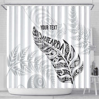 Aotearoa Personalized Lawn Bowls Maori Shower Curtain New Zealand White Tribal Silver Fern LT7 - Polynesian Pride