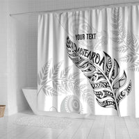 Aotearoa Personalized Lawn Bowls Maori Shower Curtain New Zealand White Tribal Silver Fern LT7 - Polynesian Pride