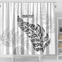 Aotearoa Personalized Lawn Bowls Maori Shower Curtain New Zealand White Tribal Silver Fern LT7 - Polynesian Pride
