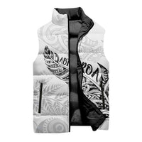 Aotearoa Personalized Lawn Bowls Maori Sleeveless Puffer Jacket New Zealand White Tribal Silver Fern LT7 - Polynesian Pride