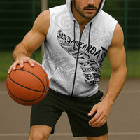 Aotearoa Personalized Lawn Bowls Maori Sleeveless Zip Hoodie New Zealand White Tribal Silver Fern LT7 - Polynesian Pride