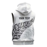 Aotearoa Personalized Lawn Bowls Maori Sleeveless Zip Hoodie New Zealand White Tribal Silver Fern LT7 - Polynesian Pride