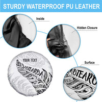 Aotearoa Personalized Lawn Bowls Maori Spare Tire Cover New Zealand White Tribal Silver Fern LT7 - Polynesian Pride