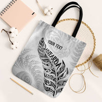 Aotearoa Personalized Lawn Bowls Maori Tote Bag New Zealand White Tribal Silver Fern LT7 Black Strap One Size White - Polynesian Pride