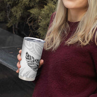 Aotearoa Personalized Lawn Bowls Maori Tumbler Cup New Zealand White Tribal Silver Fern LT7 - Polynesian Pride