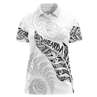 Aotearoa Personalized Lawn Bowls Maori Women Polo Shirt New Zealand White Tribal Silver Fern LT7 Female White - Polynesian Pride