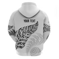 Aotearoa Personalized Lawn Bowls Maori Zip Hoodie New Zealand White Tribal Silver Fern LT7 - Polynesian Pride