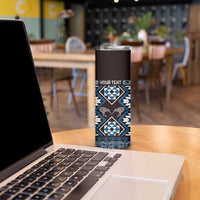 Personalised Taniko Motifs Aotearoa Skinny Tumbler Waitangi Kowhaiwhai Kiwi - Blue LT7 - Polynesian Pride