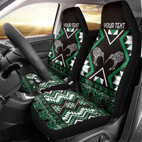 Personalised Taniko Motifs Aotearoa Car Seat Cover Waitangi Kowhaiwhai Kiwi - Green LT7 - Polynesian Pride