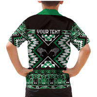 Personalised Taniko Motifs Aotearoa Family Matching Mermaid Dress and Hawaiian Shirt Waitangi Kowhaiwhai Kiwi - Green LT7 - Polynesian Pride