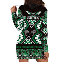 Personalised Taniko Motifs Aotearoa Hoodie Dress Waitangi Kowhaiwhai Kiwi - Green LT7 - Polynesian Pride