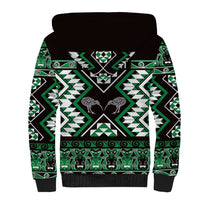Personalised Taniko Motifs Aotearoa Sherpa Hoodie Waitangi Kowhaiwhai Kiwi - Green LT7 - Polynesian Pride