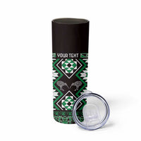 Personalised Taniko Motifs Aotearoa Skinny Tumbler Waitangi Kowhaiwhai Kiwi - Green LT7 - Polynesian Pride