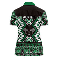 Personalised Taniko Motifs Aotearoa Women Polo Shirt Waitangi Kowhaiwhai Kiwi - Green LT7 - Polynesian Pride