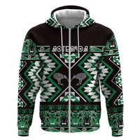 Personalised Taniko Motifs Aotearoa Zip Hoodie Waitangi Kowhaiwhai Kiwi - Green LT7 Zip Hoodie Green - Polynesian Pride