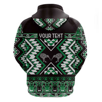 Personalised Taniko Motifs Aotearoa Zip Hoodie Waitangi Kowhaiwhai Kiwi - Green LT7 - Polynesian Pride