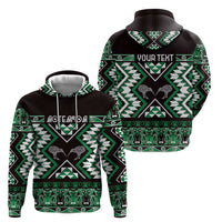Personalised Taniko Motifs Aotearoa Zip Hoodie Waitangi Kowhaiwhai Kiwi - Green LT7 - Polynesian Pride