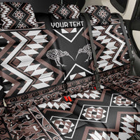 Personalised Taniko Motifs Aotearoa Back Car Seat Cover Waitangi Kowhaiwhai Kiwi - Mocha
