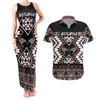 Personalised Taniko Motifs Aotearoa Couples Matching Tank Maxi Dress and Hawaiian Shirt Waitangi Kowhaiwhai Kiwi - Mocha LT7 Mocha - Polynesian Pride