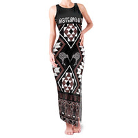 Personalised Taniko Motifs Aotearoa Family Matching Tank Maxi Dress and Hawaiian Shirt Waitangi Kowhaiwhai Kiwi - Mocha LT7 Mom's Dress Mocha - Polynesian Pride