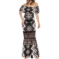 Personalised Taniko Motifs Aotearoa Mermaid Dress Waitangi Kowhaiwhai Kiwi - Mocha LT7 - Polynesian Pride